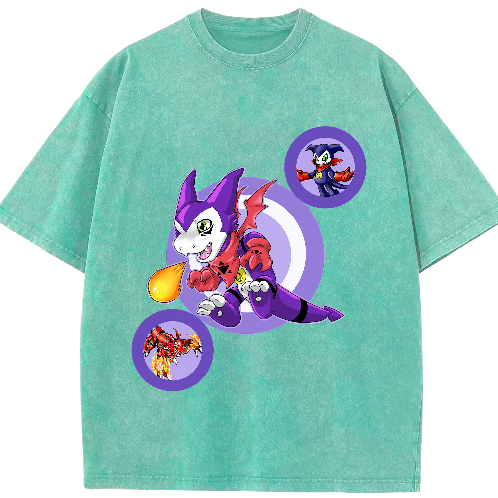 （画像用） Digimon デジタルモンスター/デジモン 綿100% ヴィンテージ風 半袖Tシャツ（フロントプリント）